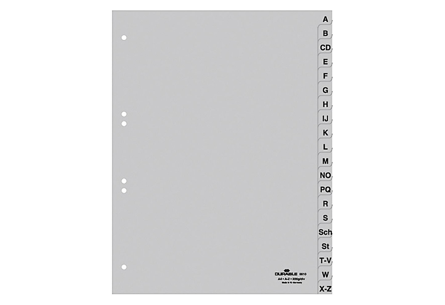 DURABLE RegistA-Z volldeckA4 grau 20-teilig - VPE: 20