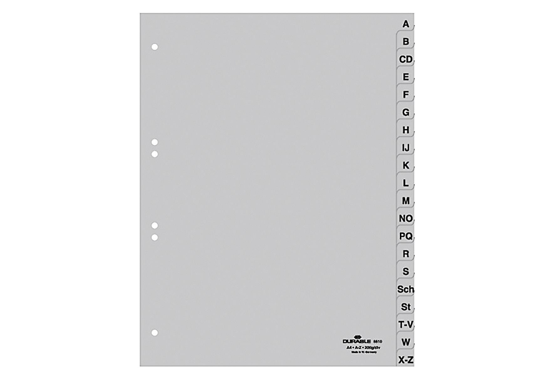 DURABLE RegistA-Z volldeckA4 grau 20-teilig - VPE: 20