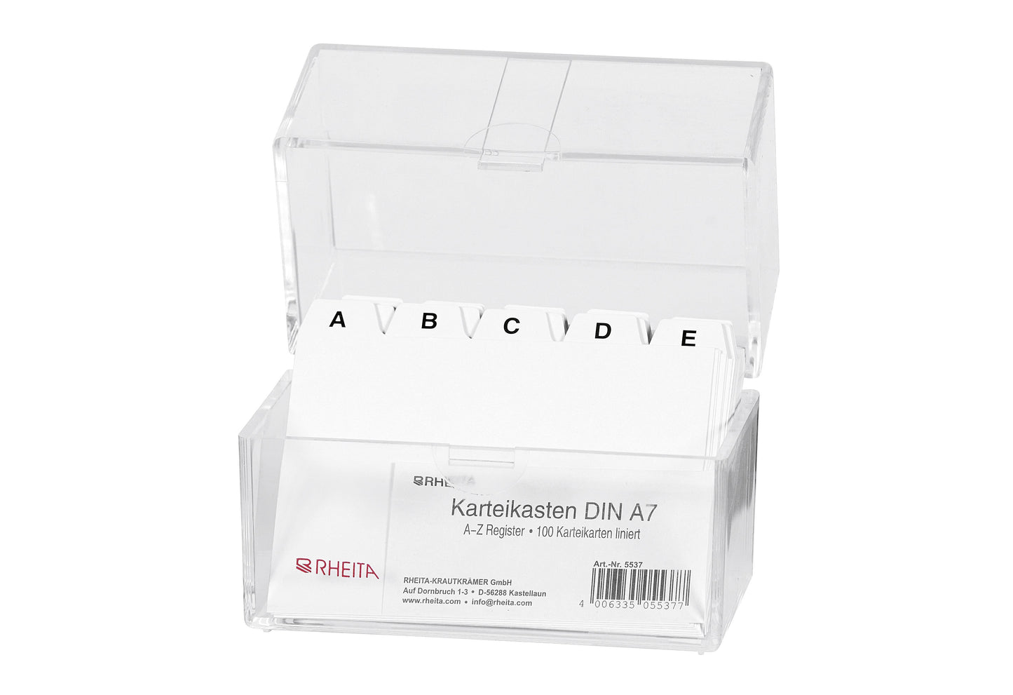 Karteikasten A7 transparent - VPE: 6