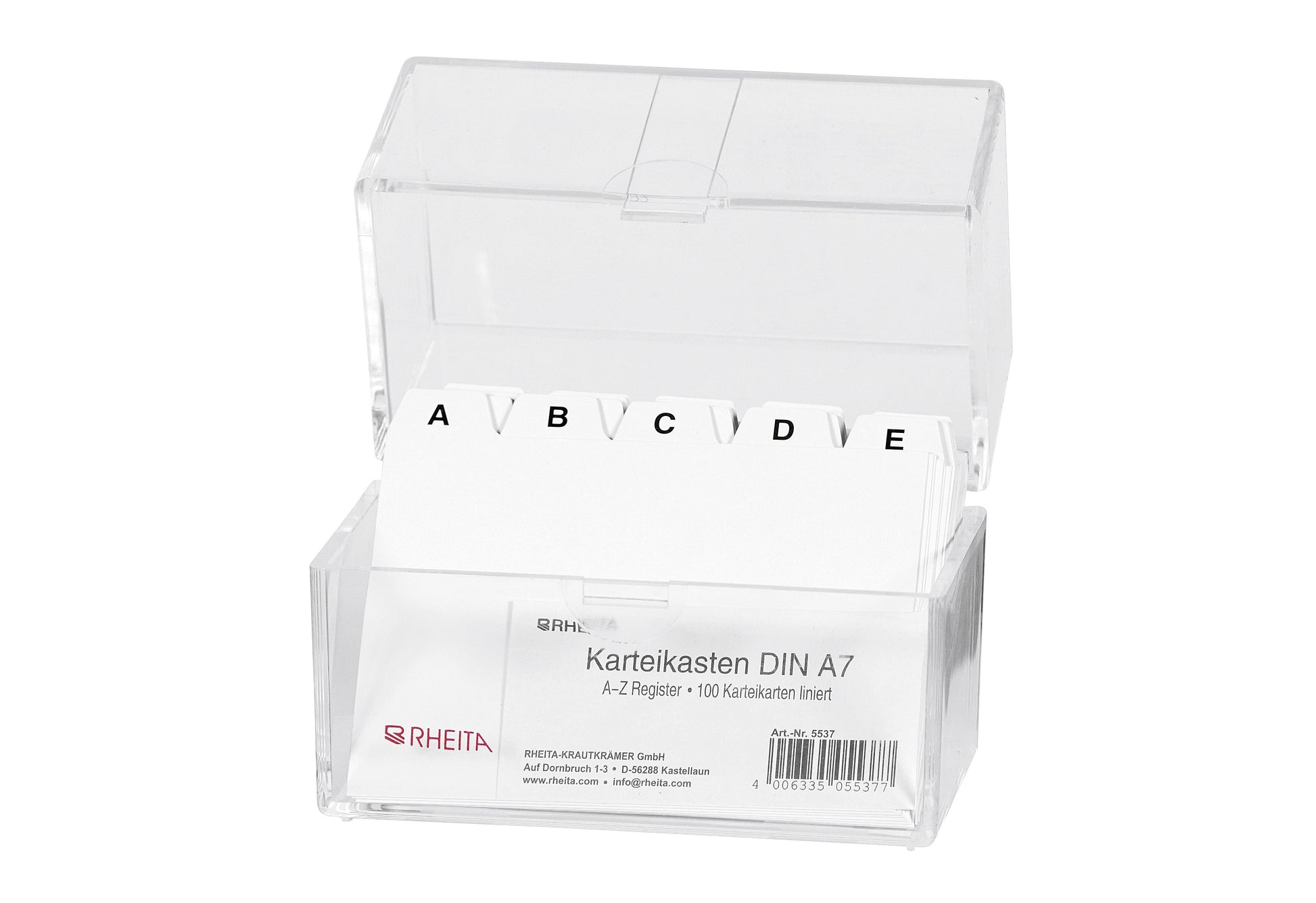 Karteikasten A7 transparent - VPE: 6