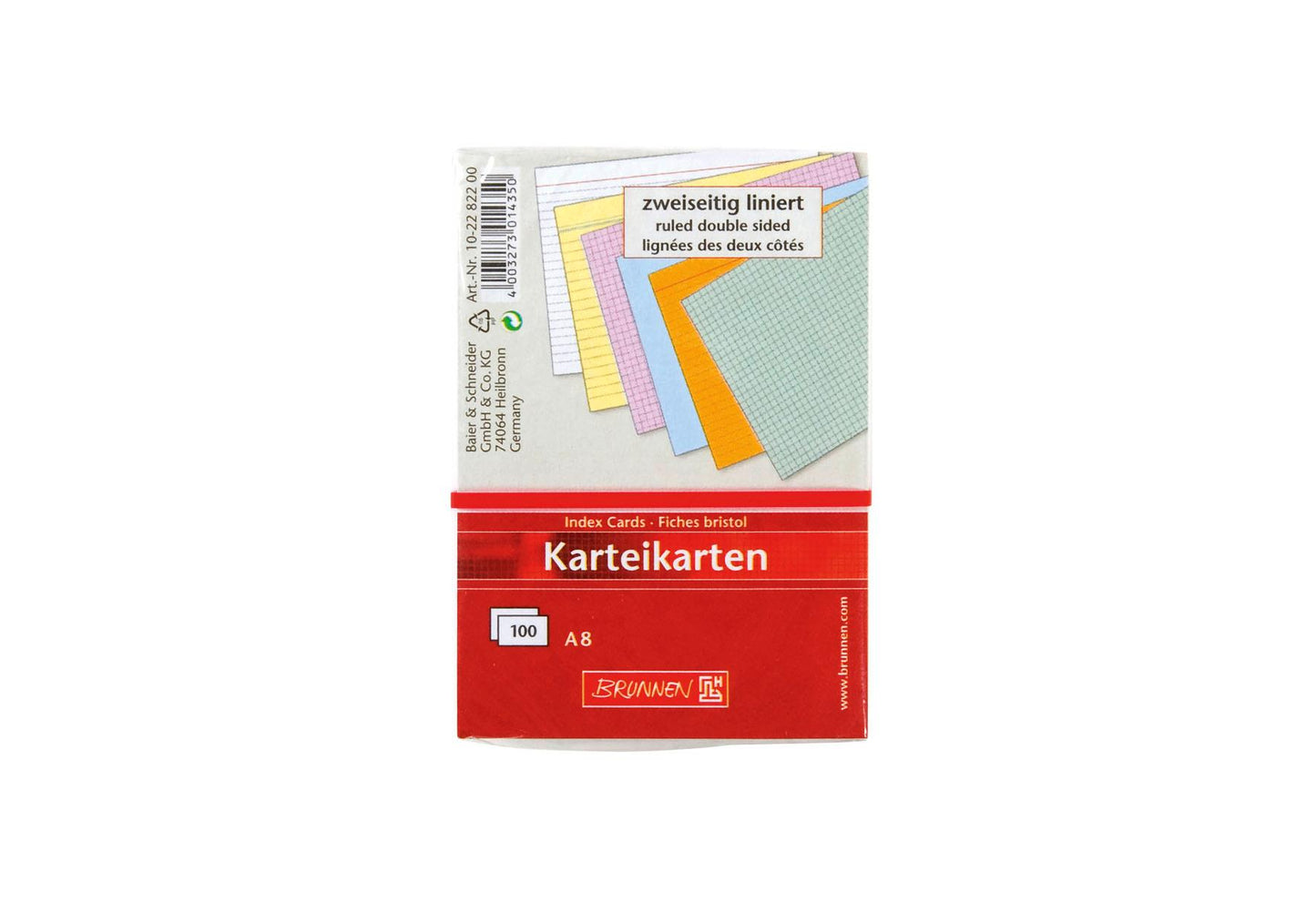 BRUNNEN Karteikarten A 8 liniert 100St 100er Pack - VPE: 10
