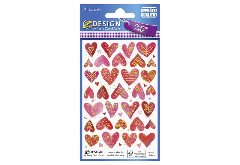 AVERY ZWECKFORM Sticker Herzen Papier 56889 - VPE: 10