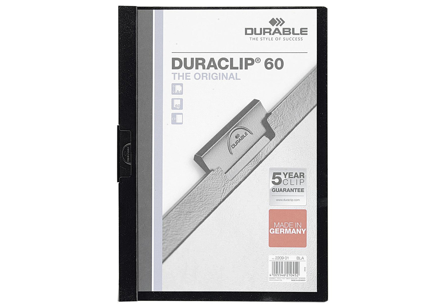 DURABLE DURACLIP Klemmmappe schwarz 60 - VPE: 25
