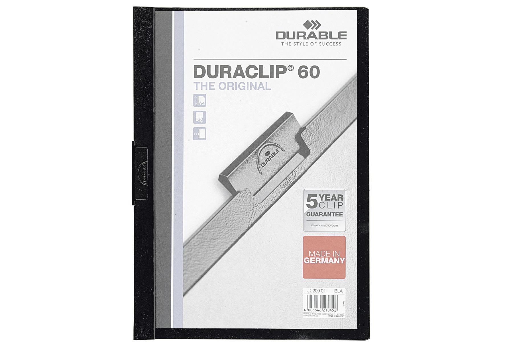 DURABLE DURACLIP Klemmmappe schwarz 60 - VPE: 25