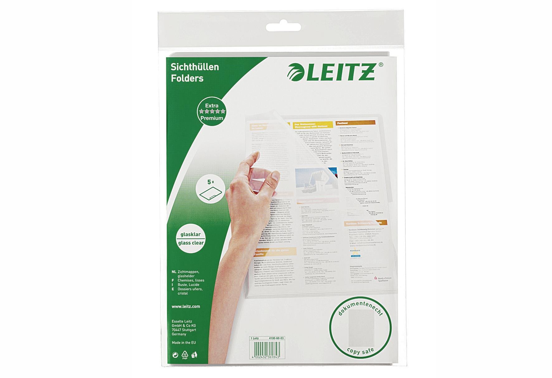 LEITZ Leitz Aktenhülle A4farblos 5er Pack - VPE: 15