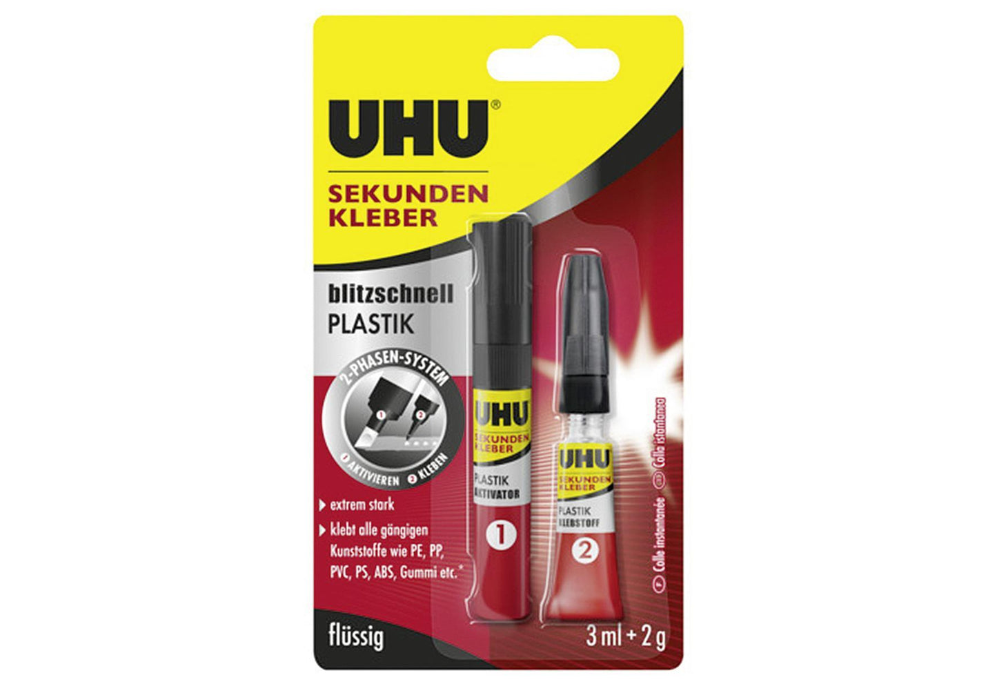 UHU Sekundenkleber Plastik 2g+3ml 3 ml 2 g - VPE: 6