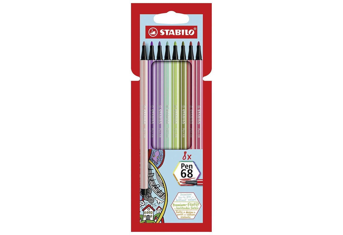 STABILO Fasermaler 'Pen 68' 8er Etui - VPE: 6