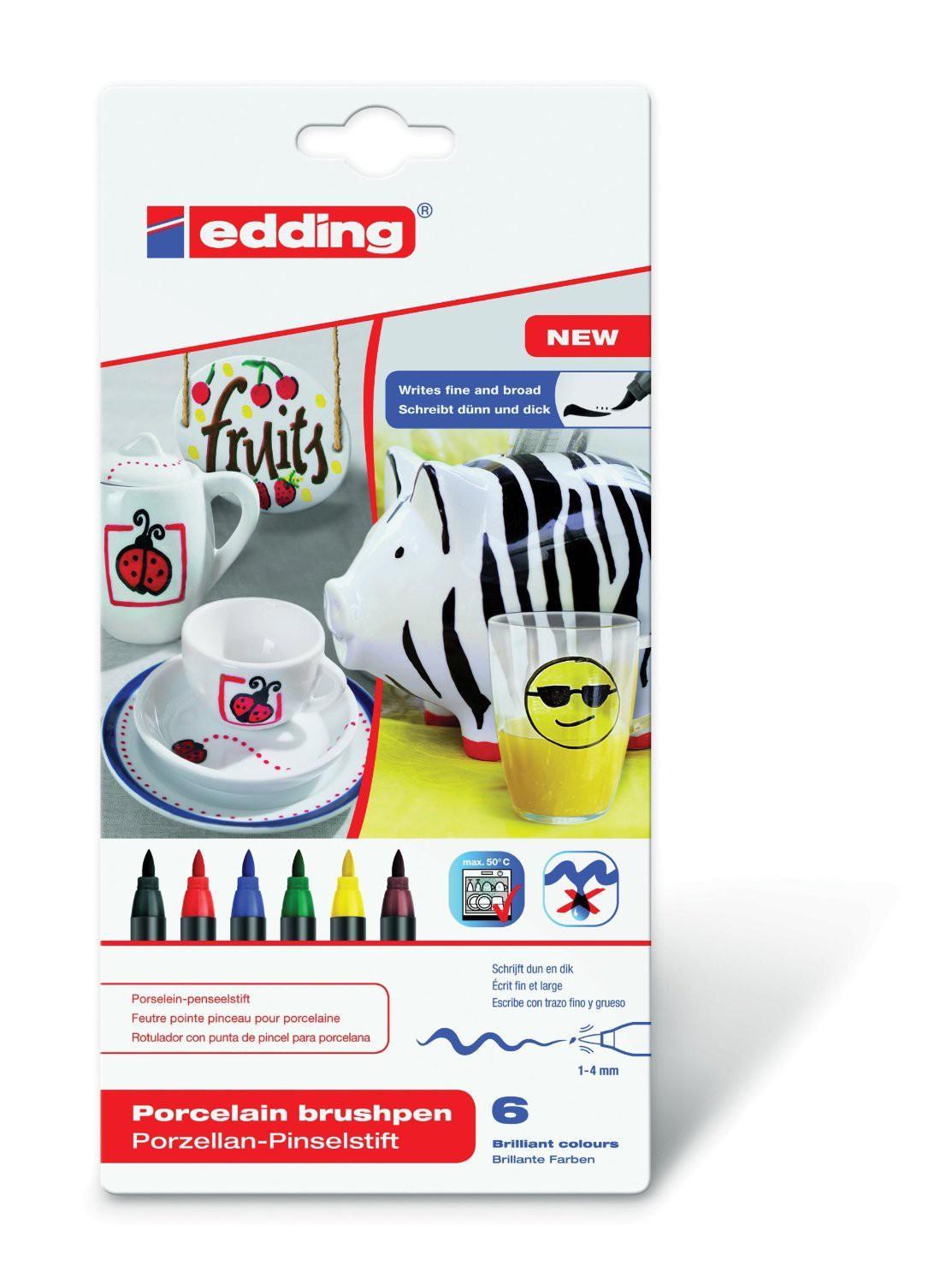 edding Porzellan-Pinselstift basic 6s 6er-Set