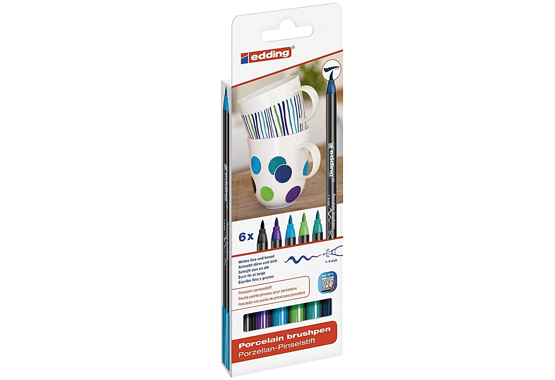edding Porzellan-Pinselstift grün 6st 6er-Set