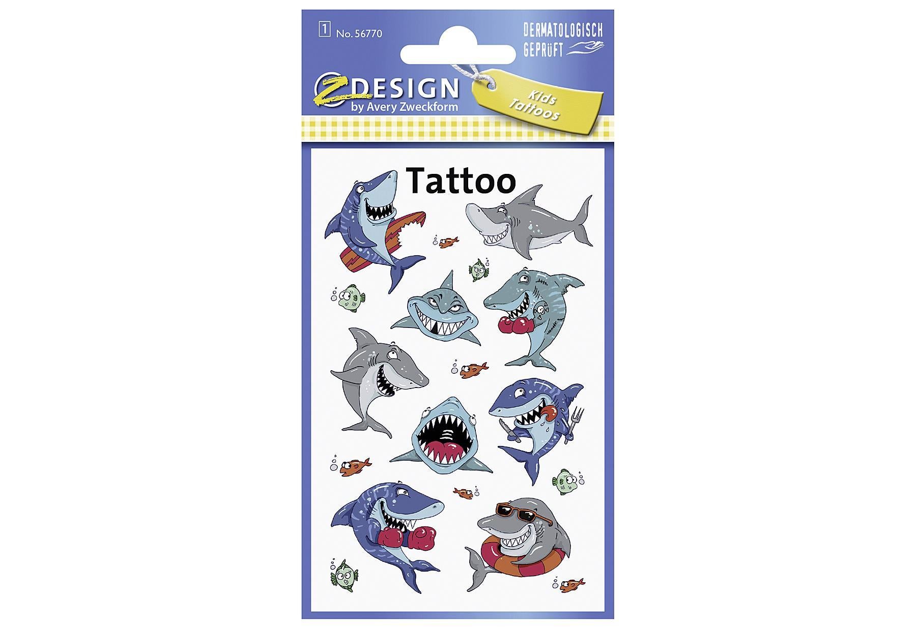 AVERY ZWECKFORM KID Tattoos 56770 Haie 1 Bogen 1 Bogen - VPE: 10