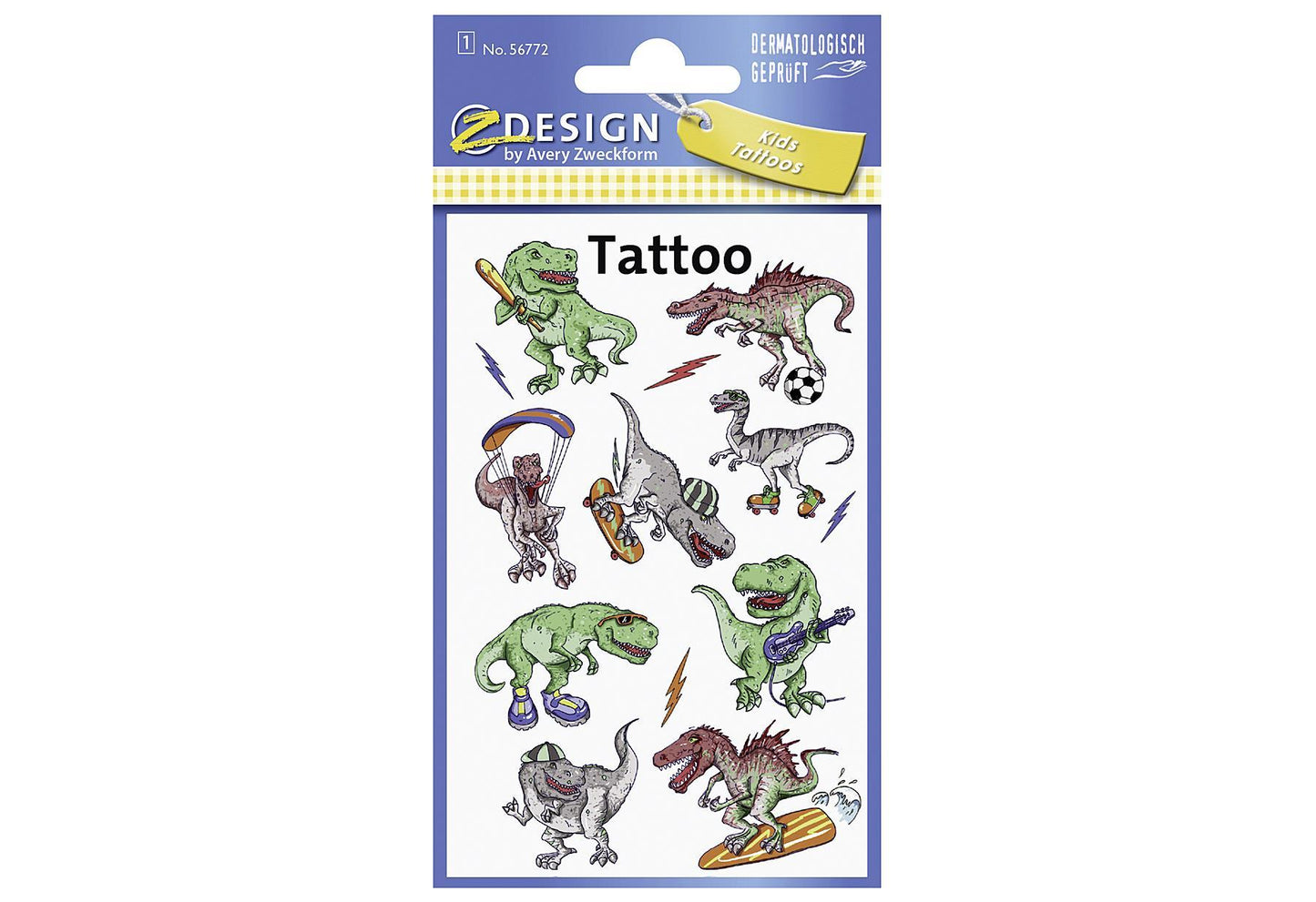 AVERY ZWECKFORM KID Tattoos 56772 Dinos 1Bogen 1 Bogen - VPE: 10