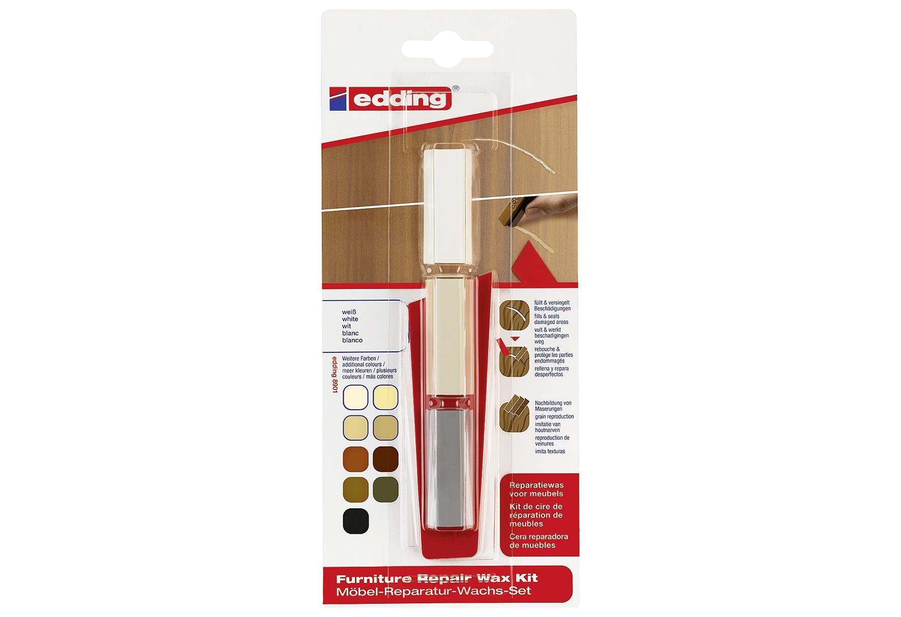 edding Möbel-Reparatur-Wachs-Set 8901 3er Blister - VPE: 5