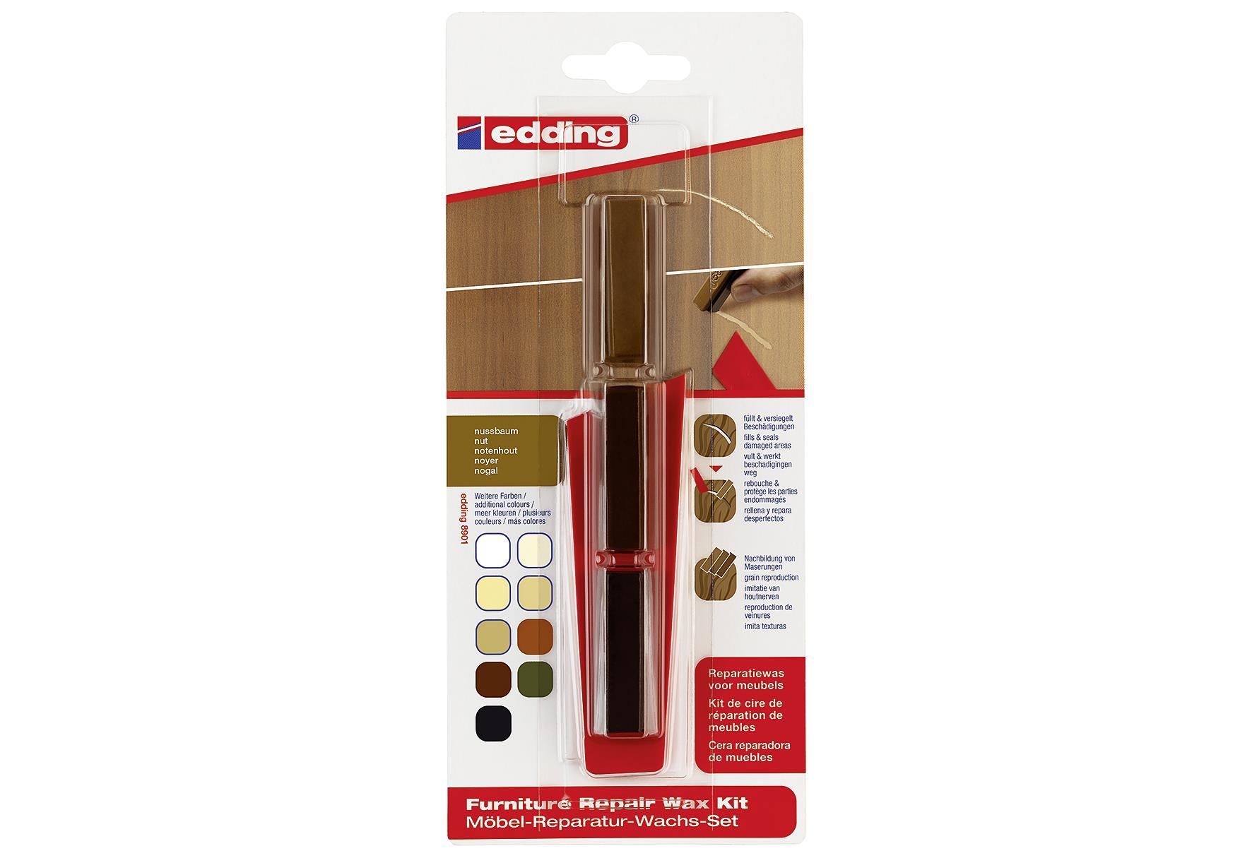 edding Möbel-Reparatur-Wachs-Set 8901 3er Blister - VPE: 5