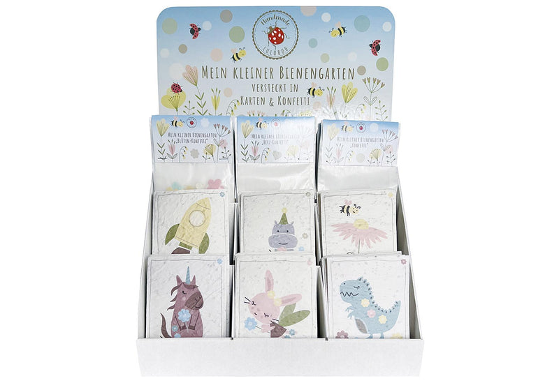 Blumensamenpapier 'Meine erste Bienenwiese' 210er Display 180 Postkarten 30 Konfetti Blumensamen Bedinungsanleitung