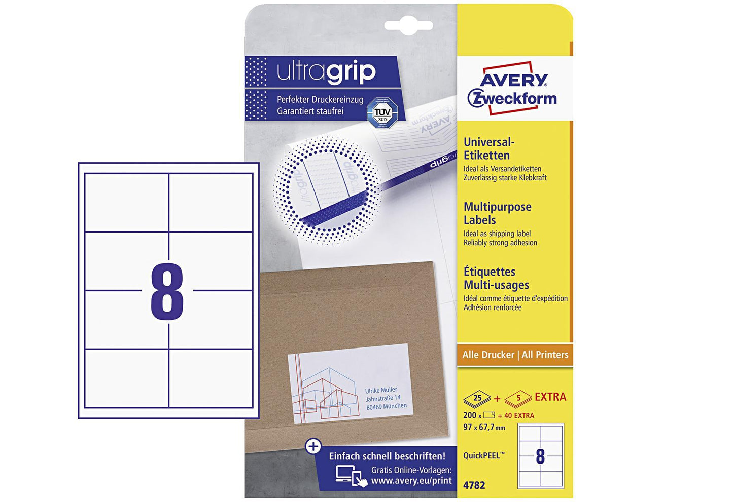 AVERY ZWECKFORM Universal-EtikA4 97x677mm4782