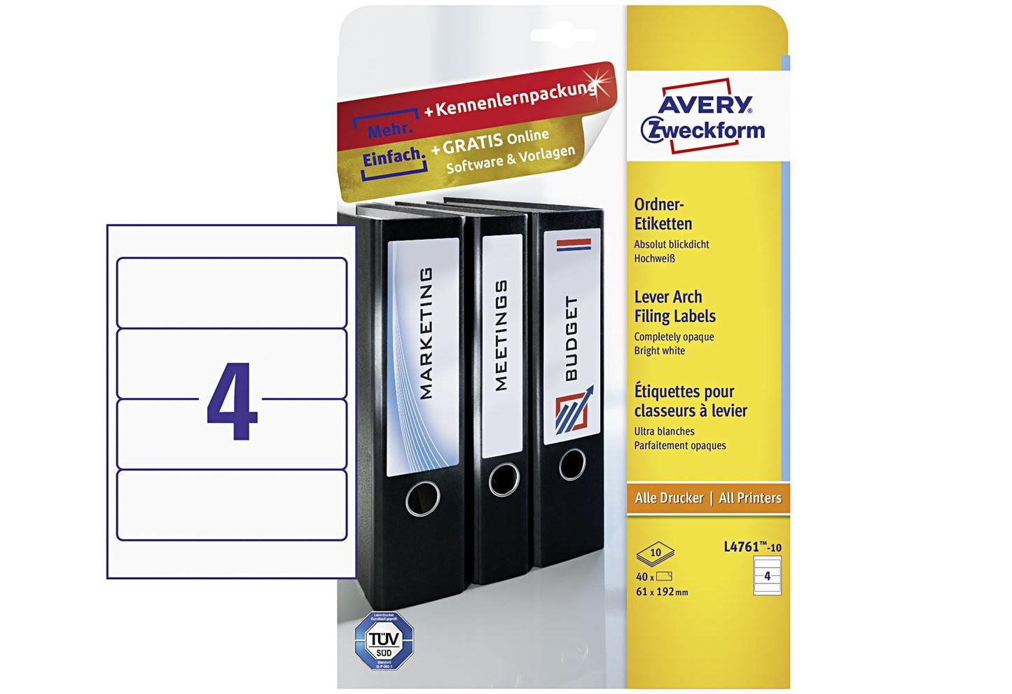 AVERY ZWECKFORM Ordner Etikett br192x61mm10BL