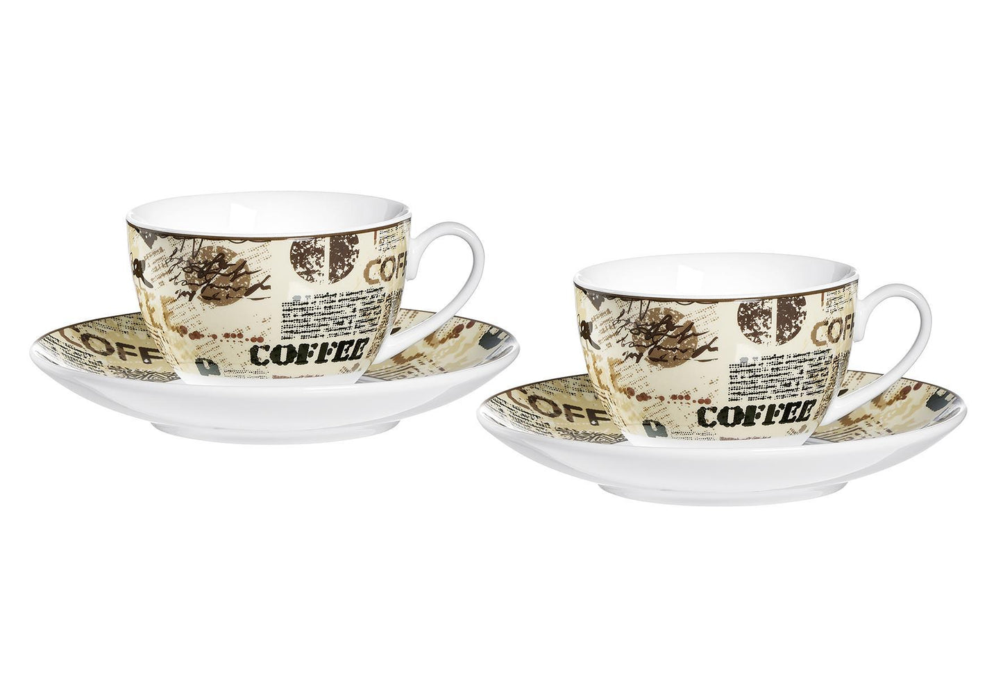 RITZENHOFF & BREKER Cappuccino 'Crema' 4er Satz 2x Cappuccinotassen 2x Cappuccinountere