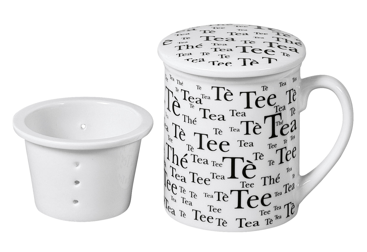 Teebecher Tee mit Deckel und Sieb Porzellan sortiert 300 ml 103cm weiß