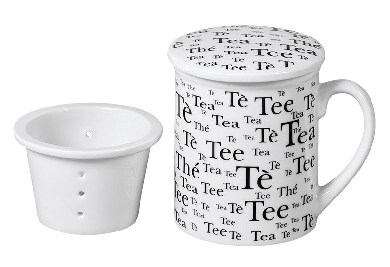 Teebecher Tee mit Deckel und Sieb Porzellan sortiert 300 ml 103cm weiß
