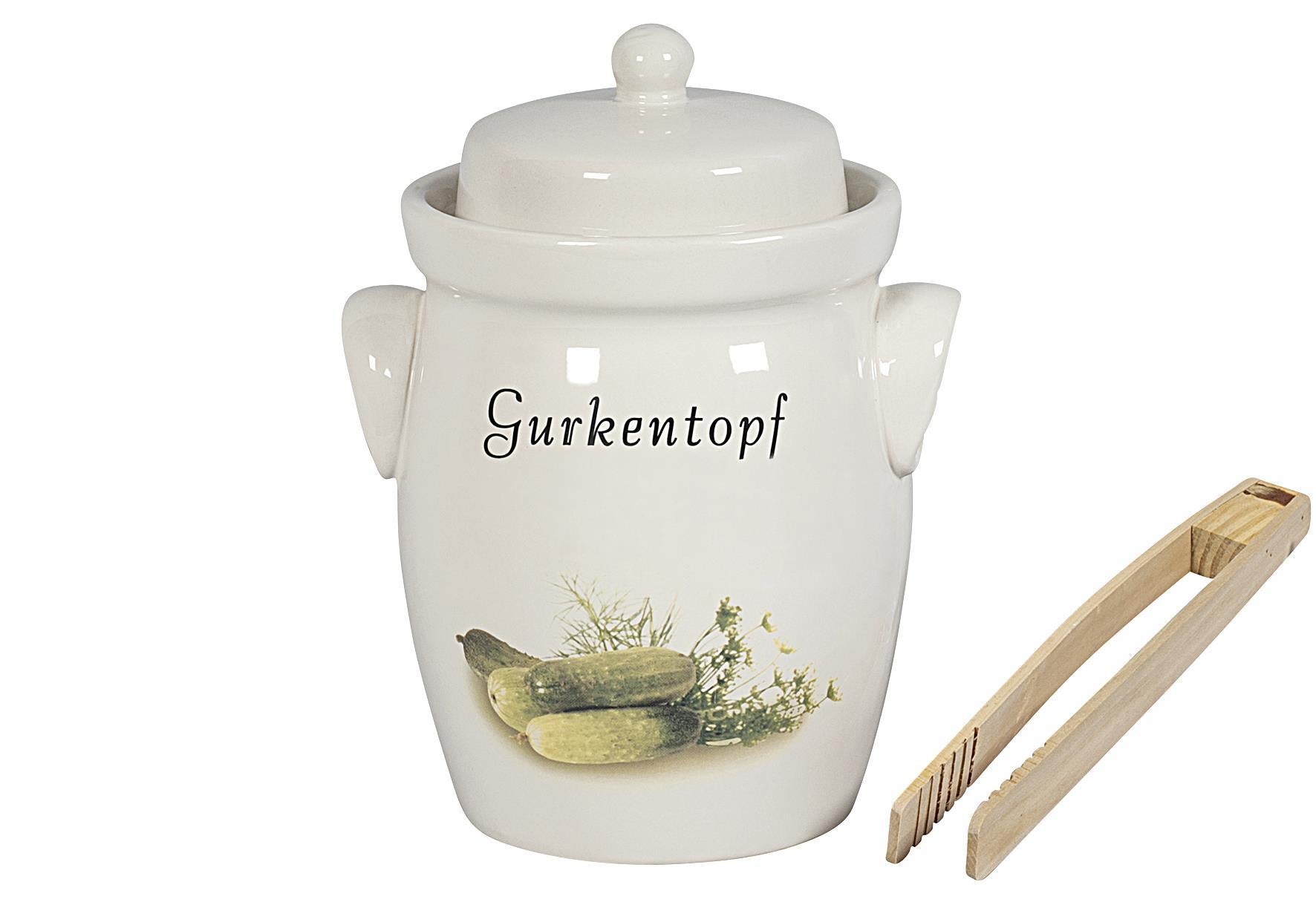 Gurkentopf 35 l mit Holzzange und Rezept