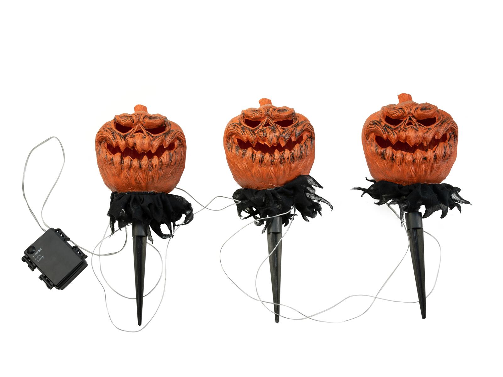 EUROPALMS Halloween Kürbisse mit Erdspieß 3er-Set 39cm