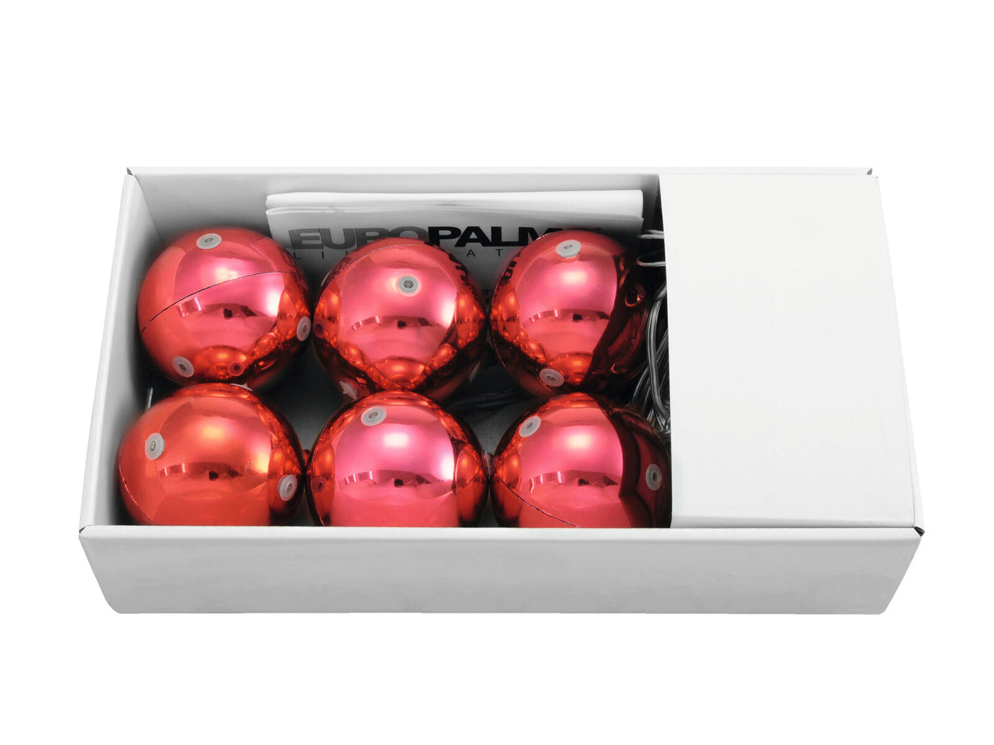 EUROPALMS LED weißnachtskugel 6cm rot 6x