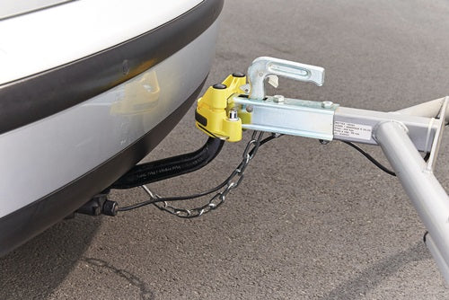 Anhänger-Diebstahlsicherung Stahl pulverbeschichtet L225xB200xH110mm 195 kg gelb SB Verpackung HP AUTOZUBEHÖR – Ansicht 3