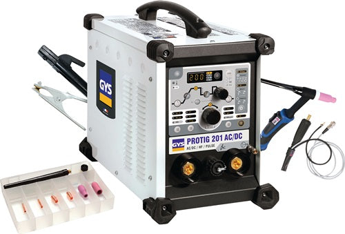 TIG-Schweißanlage PROTIG 201 AC/DC HF FV mit Zubehör 10 - 200 A gasgekühlt GYS