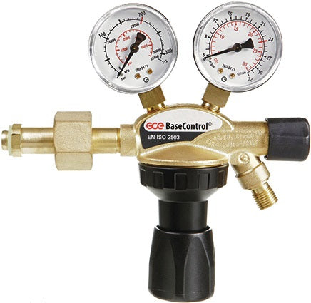 Flaschendruckminderer BaseControl Argon / CO2 200 bar mit Ventil 24 l/min GCE