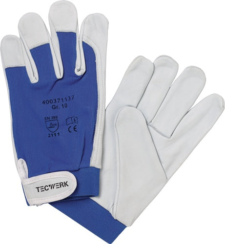 Handschuhe Donau Gr.10 natur/blau EN 388 PSA II TECWERK - VPE: 12