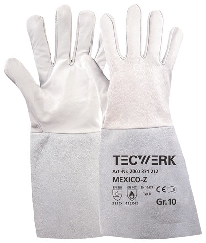 Schweißerhandschuhe Mexico Z Gr.9 grau EN 388/407/12477 10PA TW - VPE: 10