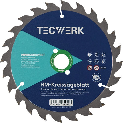 Handkreissägeblatt AD 165mm Z.36 WZ Schnitt-B.1,7mm TECWERK