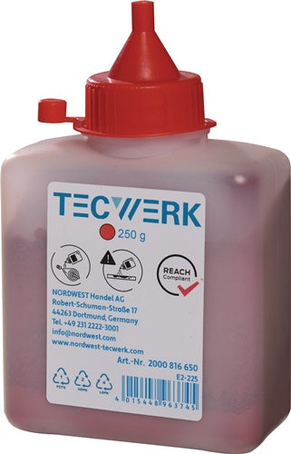 Schlagschnurkreide 250g rot Ku.-Flasche TECWERK