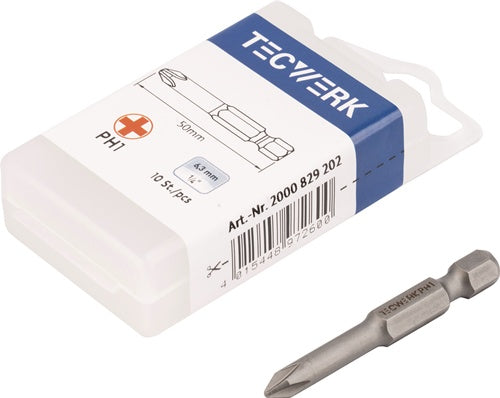 Bit 1/4 Zoll PH 1 L.50mm TECWERK - VPE: 10