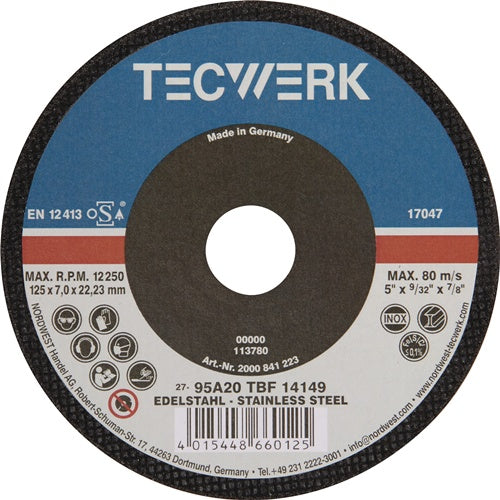 Schruppscheibe D125xS7mm gekr.Bohr.22,23mm TECWERK - VPE: 25