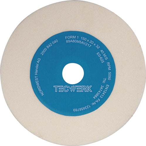 Schleifbockscheibe Ø175xB25x32mm 80 Form A AlOxid TECWERK