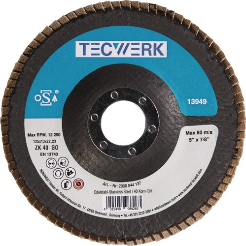 Fächerscheibe Action D.125mm K.40 kon.INOX ZK TECWERK - VPE: 10