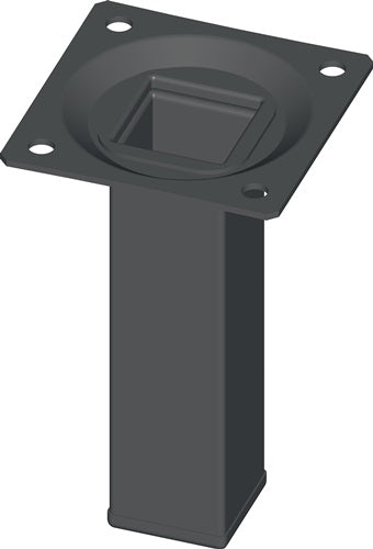 Möbelfuß schwarz RAL 9005 25 x 25 mm Höhe 400 mm Anschraubplatte ELEMENT SYSTEM - VPE: 4