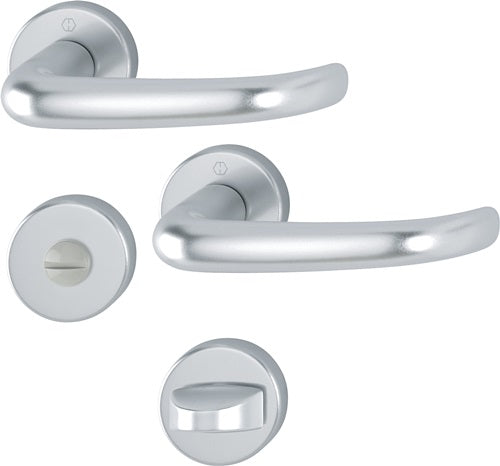 Rosettengarnitur San Francisco 1301/42KV/42KVS Aluminium F1 U-Form SK/OL DIN links / rechts D/D HOPPE