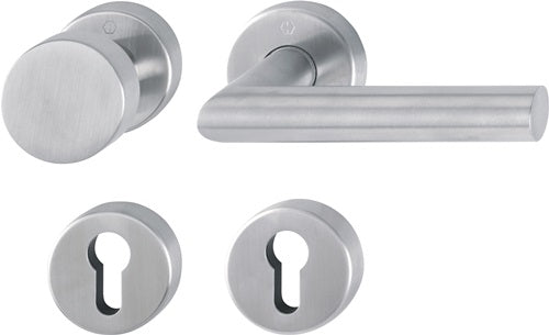 Rosettengarnitur Amsterdam E58/42H/42HKVS/1400 Edelstahl F69 rund PZ DIN links / rechts flach D/K HOPPE
