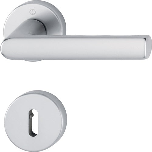 Rosettengarnitur Hamburg 1700 / 42KB/42KBS Aluminium F1 rund OB DIN links / rechts D/D HOPPE