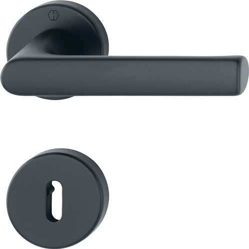Rosettengarnitur Hamburg 1700 / 42KB/42KBS Aluminium F9714M rund OB DIN links / rechts D/D HOPPE