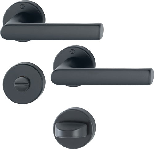 Rosettengarnitur Hamburg 1700 / 42KB/42KBS Aluminium F9714M rund SK/OL DIN links / rechts D/D HOPPE