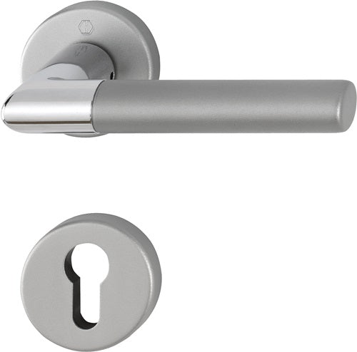 Rosettengarnitur Lecce 1405/42KV/42KVS Aluminium F49/F9-2 rund PZ DIN links / rechts D/D HOPPE