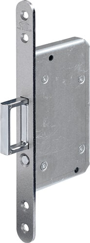 Schiebetür-Einsteckschloss 393 Stahl silber abgerundet 20/55 mm mit Springgriff und Auslöseknopf BKS