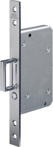 Schiebetür-Einsteckschloss 393 Stahl silber käntig 20/55 mm mit Springgriff und Auslöseknopf BKS