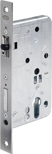 Pendeltürschloss 55 PZ 24/55 mm DIN links / rechts Stulp Edelstahl käntig Rollfalle BKS