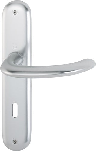 Langschildgarnitur Marseille 1138/273P Aluminium F1 OB 72 mm DIN links / rechts HOPPE