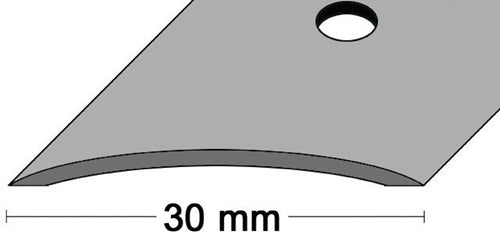 Teppichschiene Breite 30 mm Länge 1000 mm Aluminium silberfarbig eloxiert gewölbt mittig gelocht PG - VPE: 10