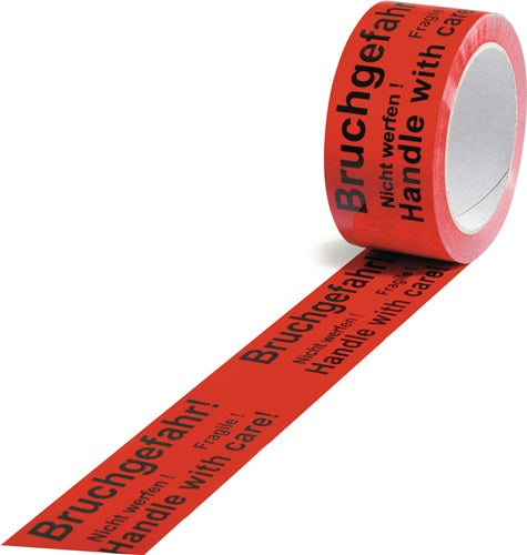 Warnklebeband PP Bruchgefahr Länge 66 m Breite 50 mm rot Rolle TRANSPAK